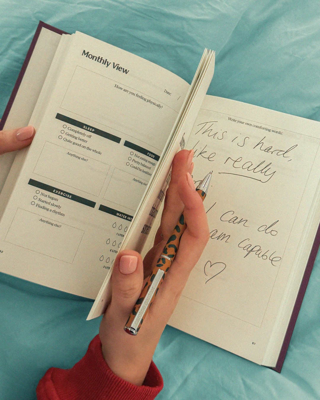 Chapter:Mum journal interior — guided journal prompts for new mums, identity and wellbeing